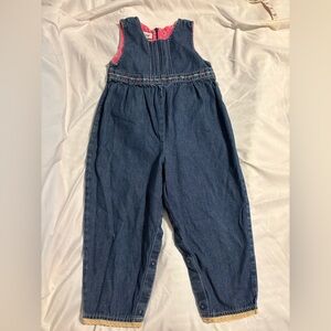 VTG 90’s Oshkosh sleeveless girls overalls romper 36mo floral and eyelet detail